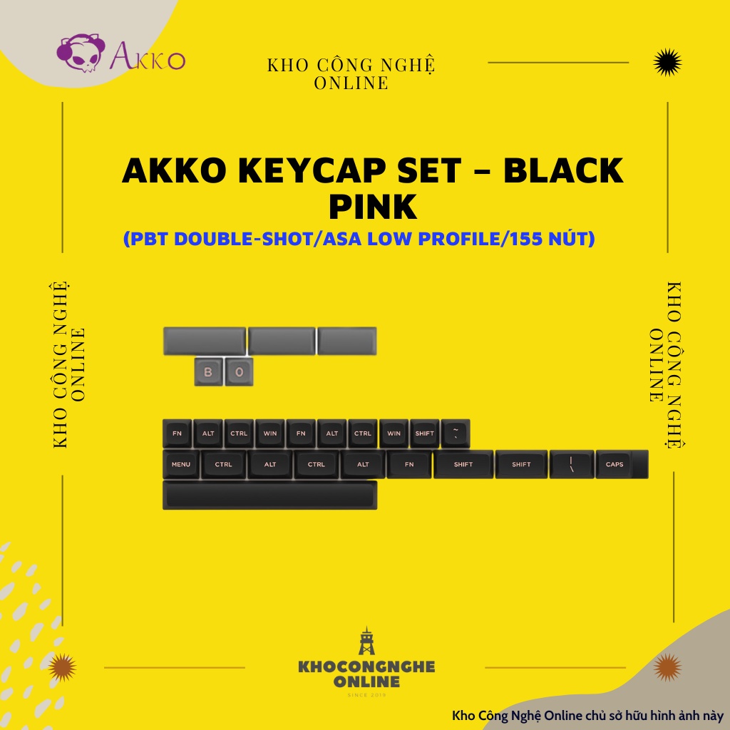 AKKO Keycap set – Black Pink (PBT Double-Shot/ASA Low profile/155 nút)