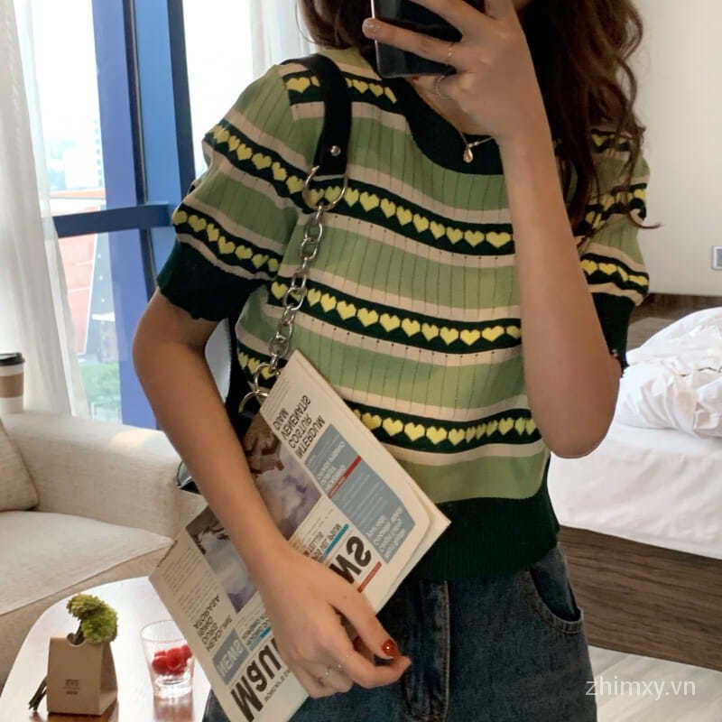 Áo Do Dower Dệt Kim Tay Ngắn Dáng Rộng Rãi Phong Cách Hàn Quốc Dễ Phối Đồ | BigBuy360 - bigbuy360.vn