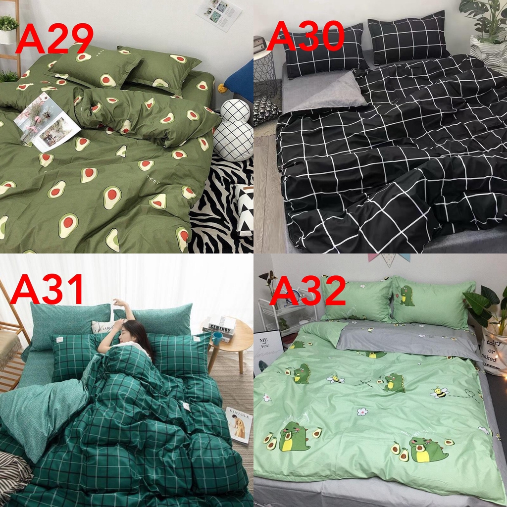 Bộ chăn ga Cotton poly hoa lá GOSAN Bedding chăn ga Hàn Quốc đủ size miễn phí bo chun