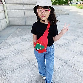 Túi Đeo Chéo Ngực Hình Chú Khủng Long Kiểu Hàn Đáng Yêu Cho Bé Gái