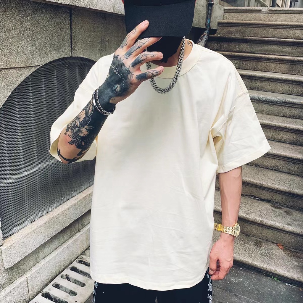 Áo thun Fog fear of god bằng cotton tay ngắn chữ màu đen dáng rộng cho cặp đôi