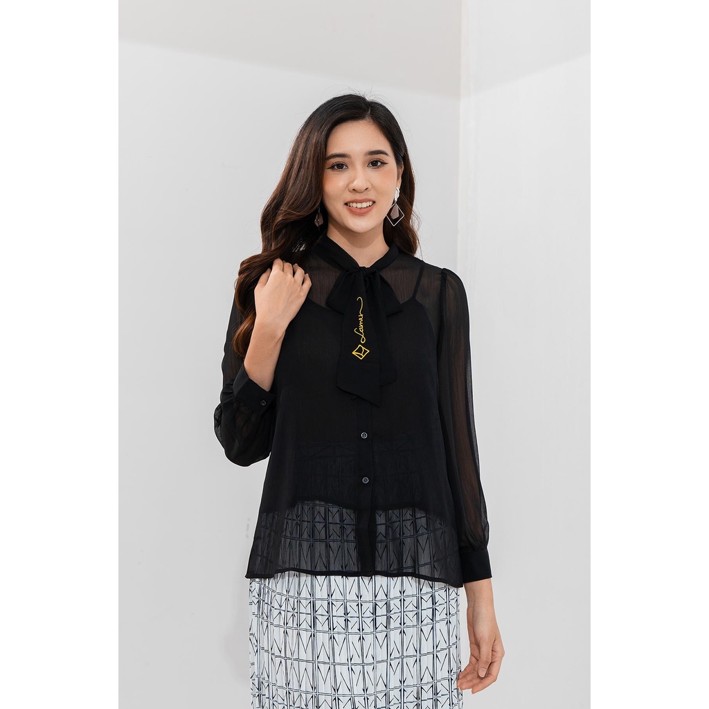 Áo Sơ Mi LAMER Cổ Nơ Thêu L61H22Q057