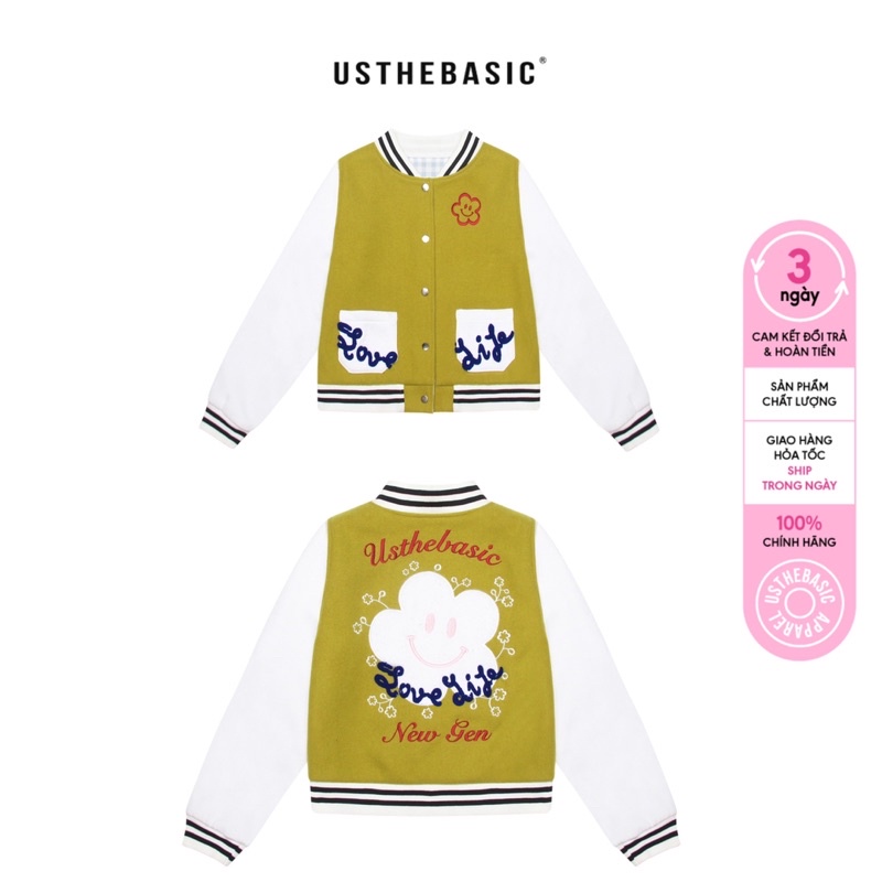 Usthebasic - Áo khoác Oversized Varsity Jacket