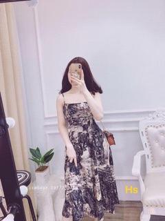 Váy loang 2 dây dáng xòe Vân đá