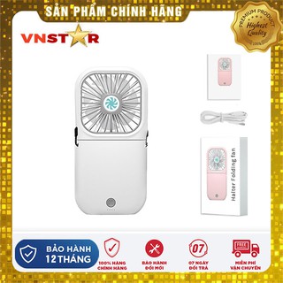 Quạt mini gấp gọn cầm tay đeo cổ tiện dụng sạc usb-tặng dây đeo và dây usb