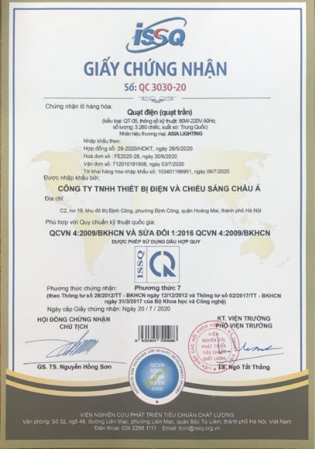 Quạt trần cao cấp ASIA  lighting (QT05-T01) trắng Cam kết hàng chính hãng bảo hành 2 năm)