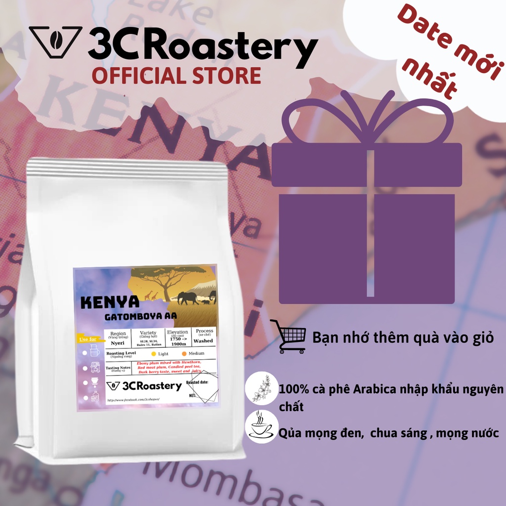 cà phê Arabica Kenya AA 3C ROASTERY nguyên chất pha v60, ủ coldbrew cafe hạt giống SL 28 - SL 34 vị caramel sơ chế ướt