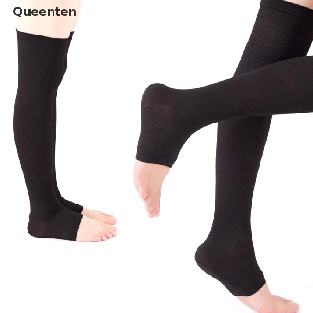 Queenten Compression Socks Thigh High pressure Open Toe Varicose Stockings Men Women QT