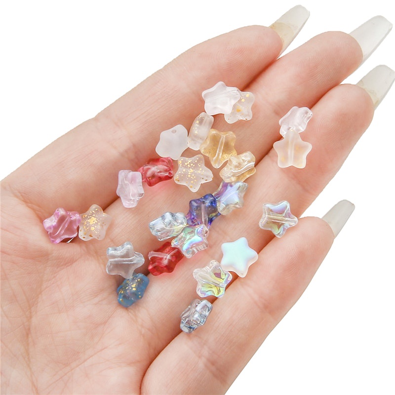 Set 10 hạt xỏ lỗ hình ngôi sao nhiều màu sắc dùng làm đồ trang sức thủ công đa dụng