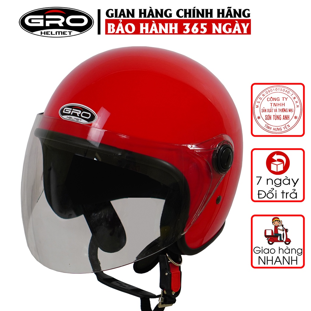 Mũ Bảo Hiểm Gro 3/4 đầu T818 có kính dài che cả mặt, kiểu dáng thời trang cho nữ, khóa kim loại chắc chắn - Nhiều Màu