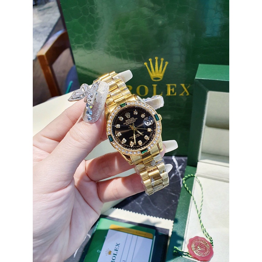 Đồng hồ đeo tay nữ, đồng hồ nữ ROLEX dây kim loại viền xoàn siêu cao cấp, cực kỳ sang chảnh, thời trang đẹp giá cực rẻ