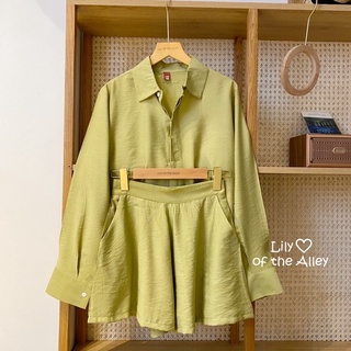 Set quần short áo sơ mi nẹp lửng