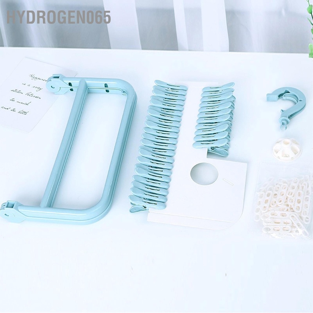 Hydrogen065 Móc treo đồ với 32 Kẹp Có thể gập lại Giặt giũ Clothespin Giá phơi cho vớ Đồ lót Áo ngực Khăn quàng