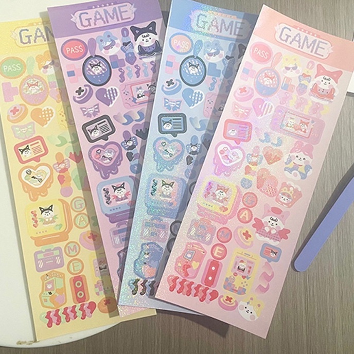 Zanmo tấm hình dán sticker thỏ game kim tuyến dễ thương decor toploader