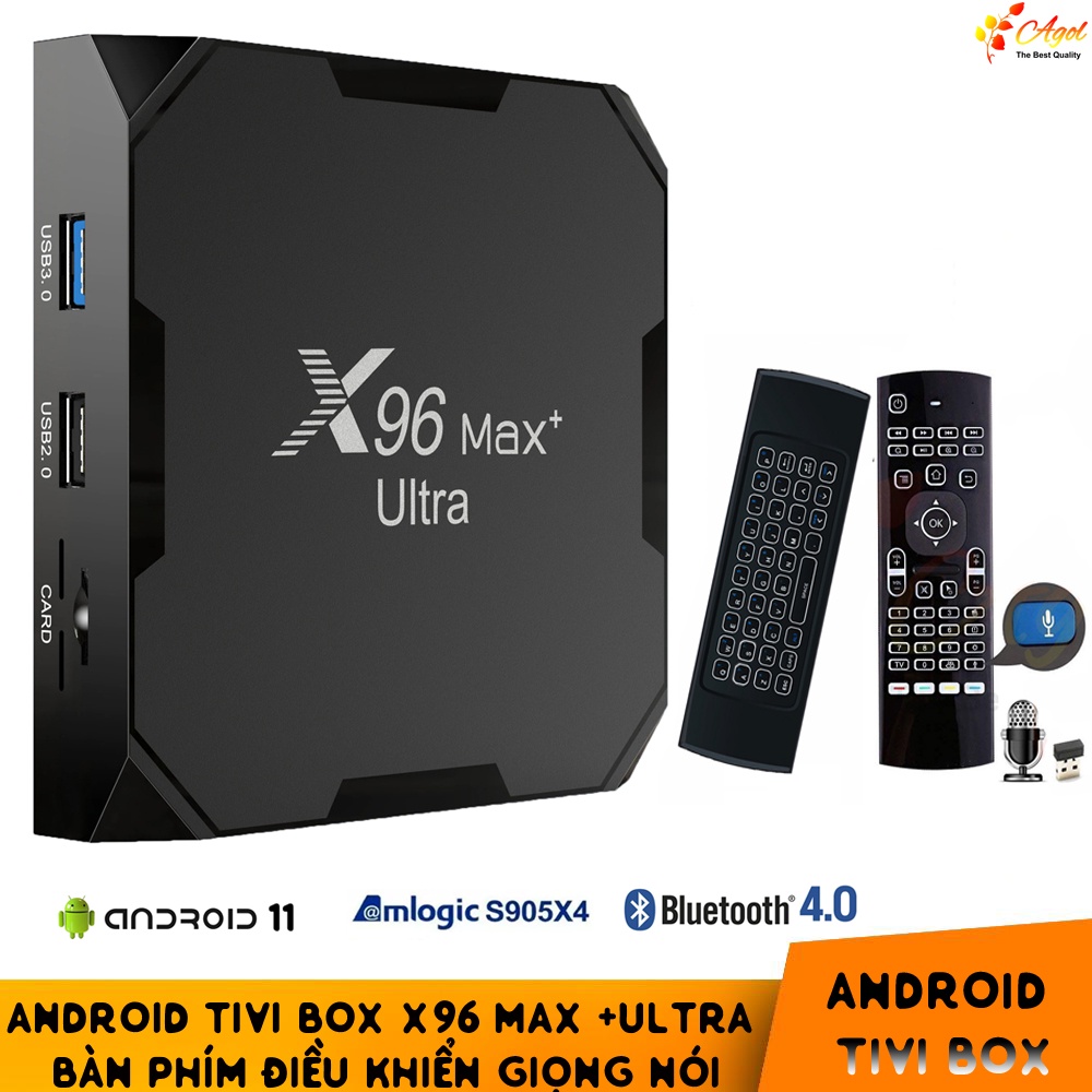 X96 Max + ultra điều khiển giọng nói tiếng việt Android 11  kiêm bàn phím đèn nền Ram 4G Có Bluetoot