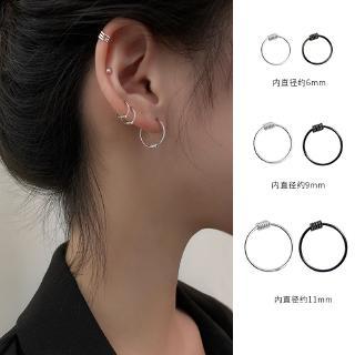 Bông tai tròn bạc nguyên chất S925 dành cho học sinh nam và nữ Bông tai đơn giản Trang sức