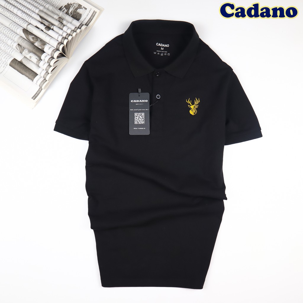 Áo polo nam , thương hiệu CADANO, thêu họa tiết, vải cotton co giãn màu đen lịch lãm - CADANO - CAD001 | BigBuy360 - bigbuy360.vn