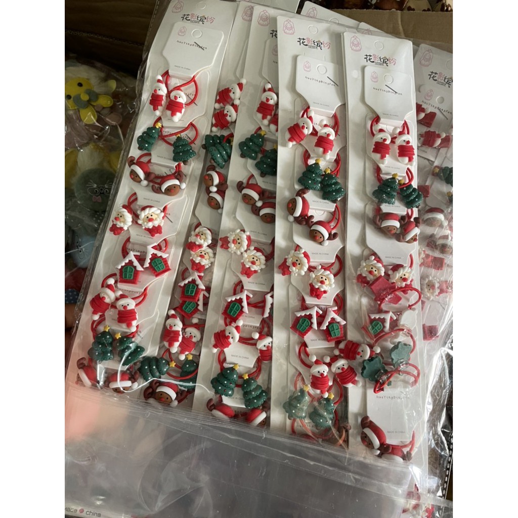 Set 10 cột tóc đỏ Noel giáng sinh siêu xinh cute cho bé gái - cột tóc bé gái- Selenshop