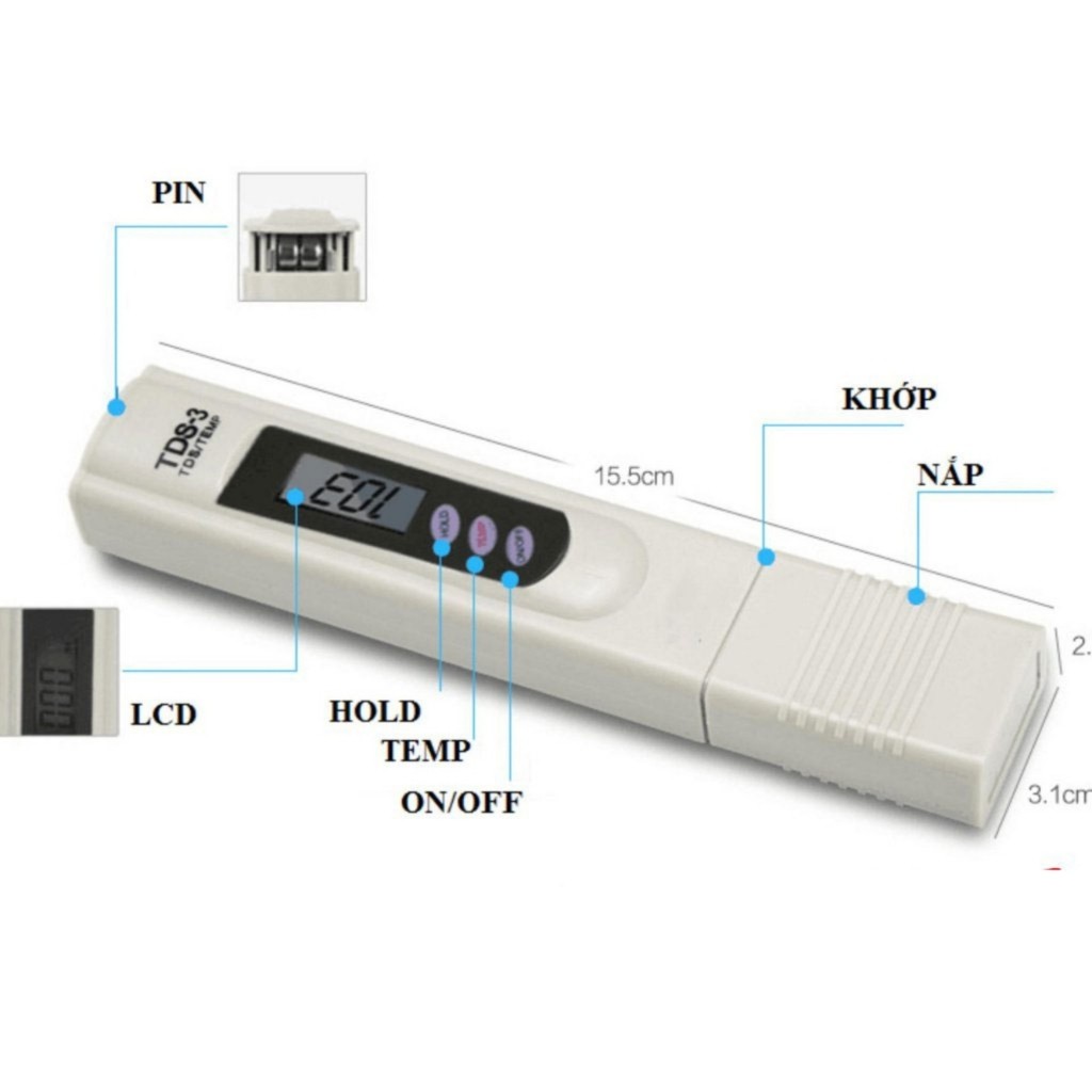 Máy thử nước sạch TDS-3 Hàng chính hãng bảo hành 1 đổi 1