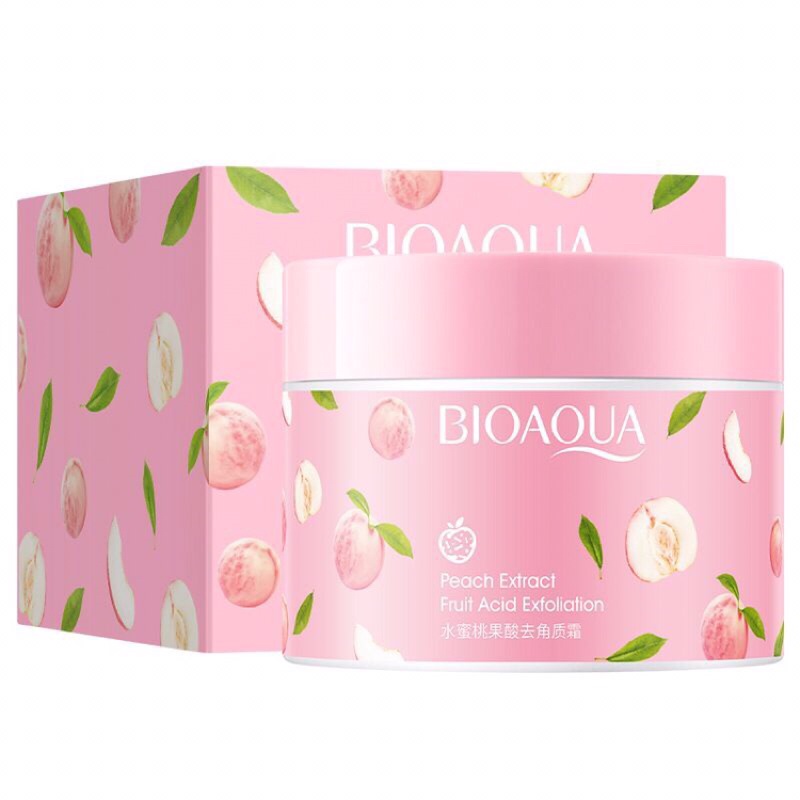 Gel tẩy da chết cho mặt và body Bioaqua đào sáng da cải thiện da viêm lông sáng da trọng lượng 140g