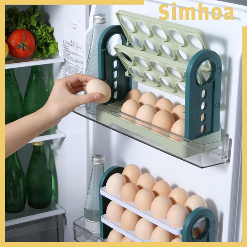 [SIMHOA] Khay Đựng Trứng Lật 3 Tầng Có Tay Cầm Cho Tủ Lạnh