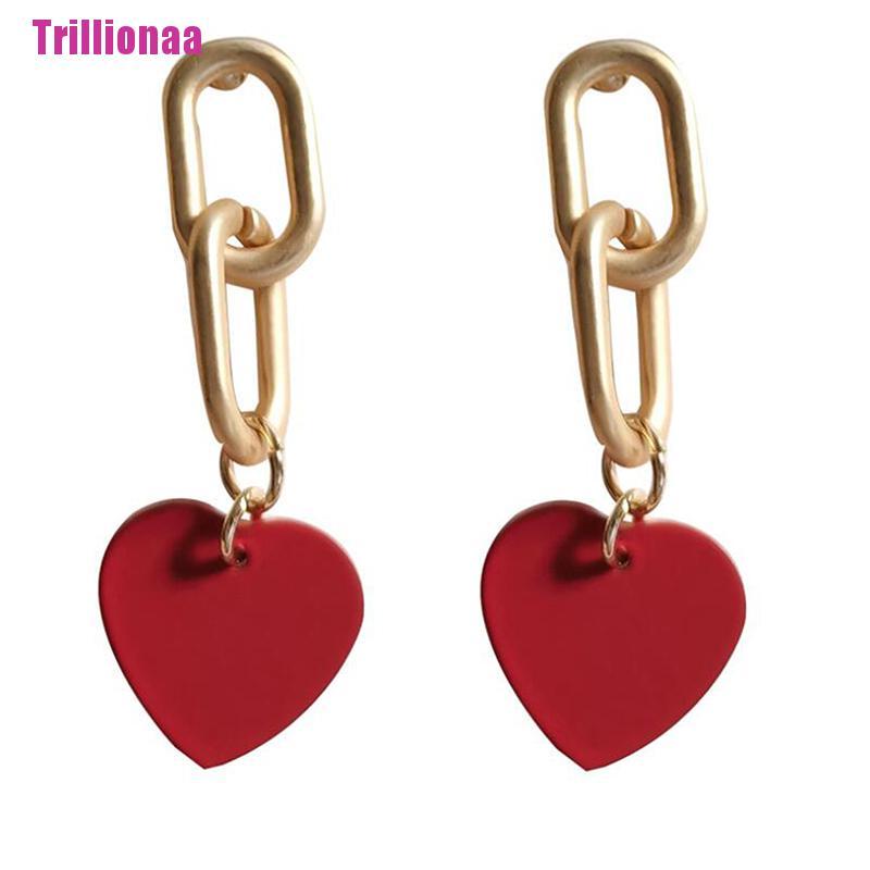 Bông Tai Hình Nơ / Trái Tim Màu Đỏ Ngọt Ngào Thời Trang Cho Nữ