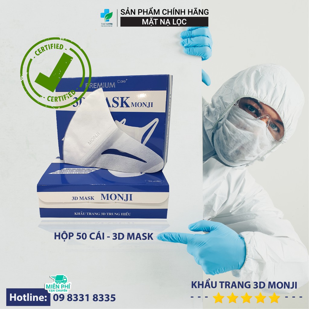 Khẩu trang kháng khuẩn 3D Mask Monji - Hàng chính hãng công ty Trung Hiếu | BigBuy360 - bigbuy360.vn
