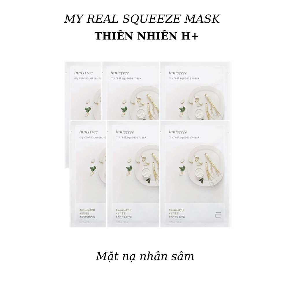 Combo 10 mặt nạ giấy nhân sâm innisfree Hàn Quốc 20ml My real squeeze mask