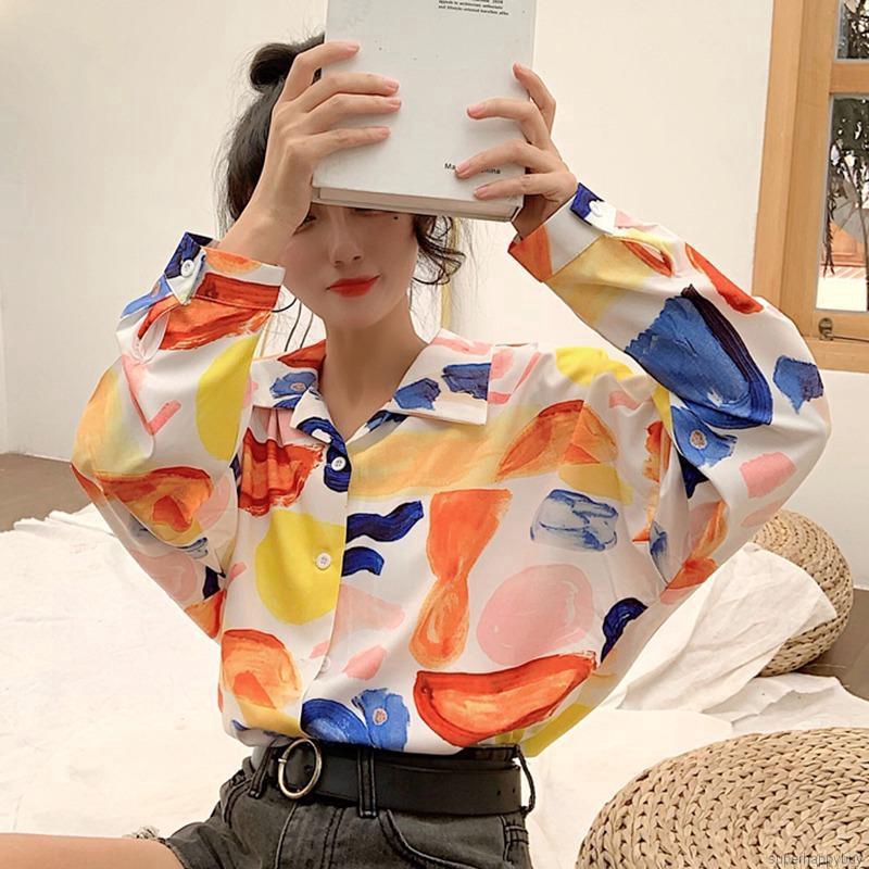 Áo sơ mi nữ tay dài kiểu dáng Hawaii phong cách hồng kông | BigBuy360 - bigbuy360.vn