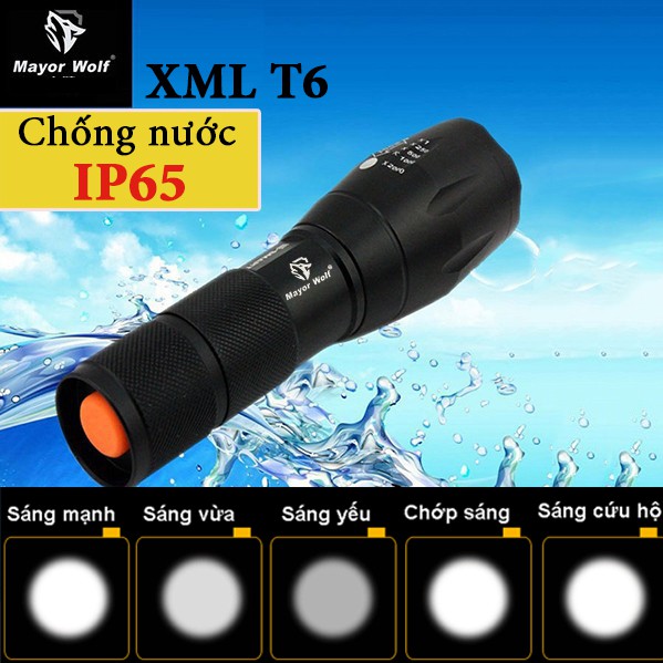 [Cam Kết Siêu Sáng] Đèn pin siêu sáng S016 chống nước, sạc siêu bền