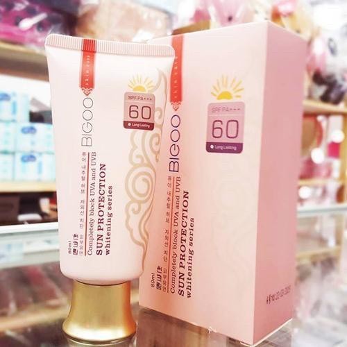 Kem nền chống nắng BIGOO Sun Protection SPF60 80ml, kem chống nắng bảo vệ da 24h Hàn Quốc - 2022 - mypham.sena