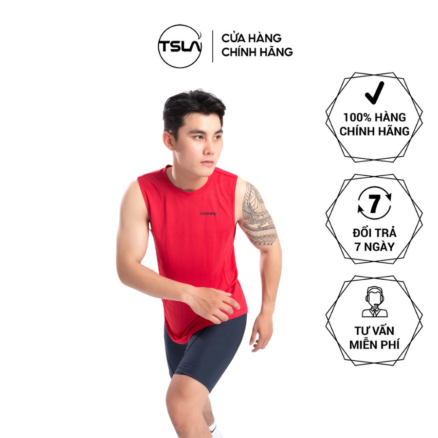 Áo thể thao nam sát nách TSLA DEVOPS form rộng dạng lưới thoáng khí thấm hút tốt tập gym work out Tank top DEH1035