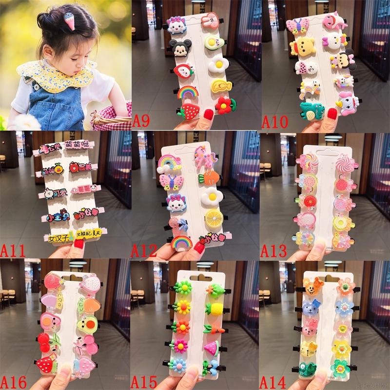 Bộ 10 Kẹp Tóc Hoạ Tiết Hoạt Hình Đáng Yêu Cho Bé Gái