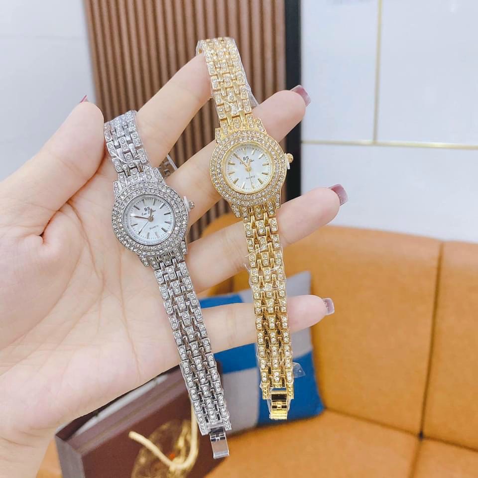 Đồng Hồ Nữ BS Bee Sister FA1875 Mặt Tròn Size 28mm Dây Đeo Bằng Kim Loại Đính Đá Sang Trọng - Mẫu Mới 2022