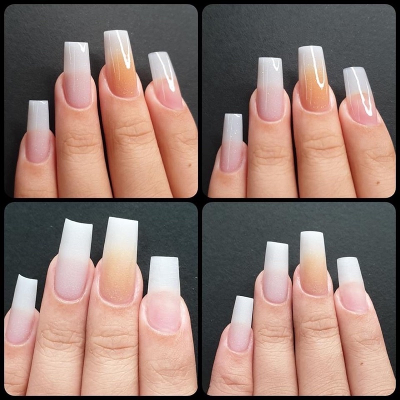 Bột Nail Ombre che+ Thạch nhũ trắng