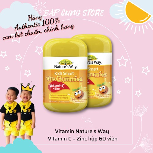 Vitamin Nature's Way Kids Smart VITA Gummies Vitamin C + Zinc hộp 60 viên