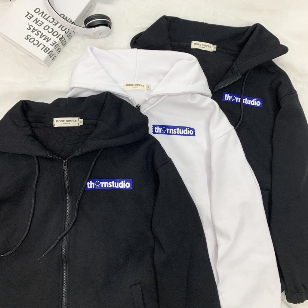 Áo Khoác Dây Kéo THORN STUDIO Nỉ Bông Dày Dặn Form Rộng Ulzzang Unisex