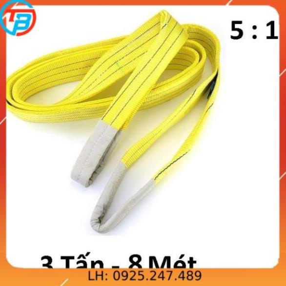 Dây cáp vải cẩu hàng 3 Tấn - bản 75mm - Hệ số 5:1 - 8 Mét CÁP THÉP Thái Bình VinàN