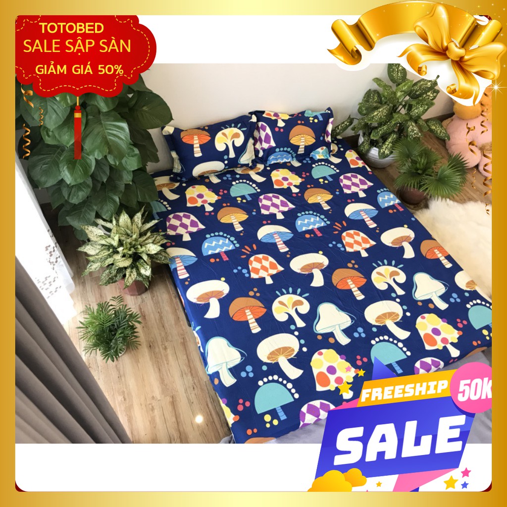 Free ship 99k Bộ ga gối Phúc Nguyên 1m6 mẫu cây nấm