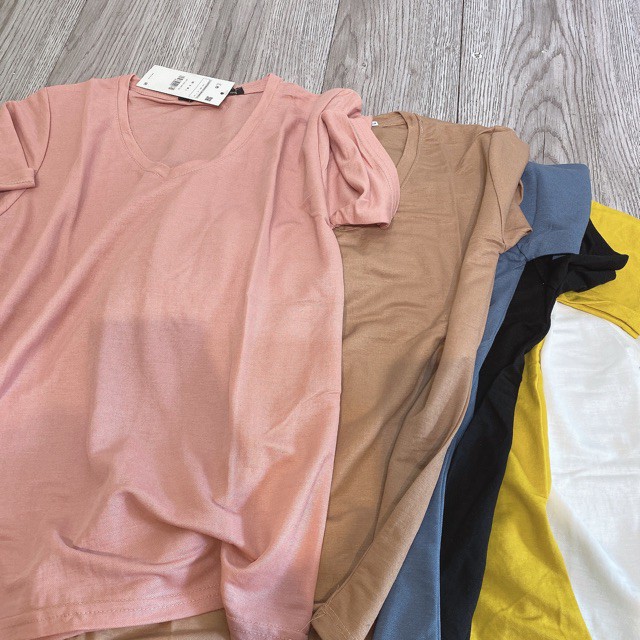 Áo Phông Nữ Cổ Tim ❤️ FREE SHIP ❤️ Áo thun TRƠN lụa giấy siêu hot | BigBuy360 - bigbuy360.vn