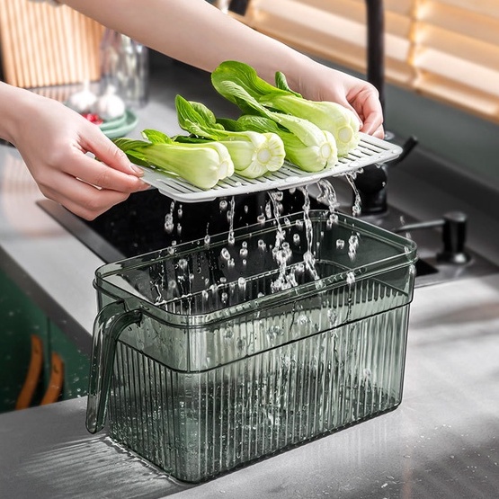 (loại lớn) Hộp Nhựa Đựng Thực Phẩm, Hộp Bảo Quản Thực Phẩm Tủ Lạnh Có Khay Lót Đáy Và Tay Cầm Tiện Lợi10985