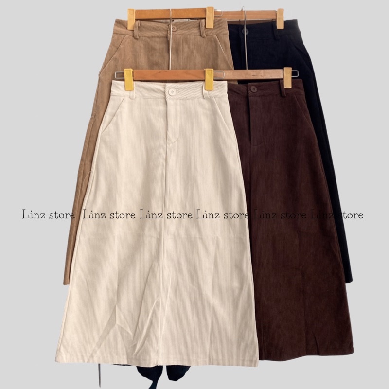 Chân váy nhung tăm dáng dài, chân váy dáng dài cạp phăng Linzstore | BigBuy360 - bigbuy360.vn
