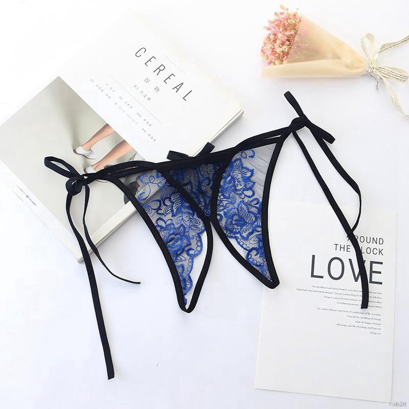 Quần lót ren hoa xuyên thấu lưng thấp cho nữ