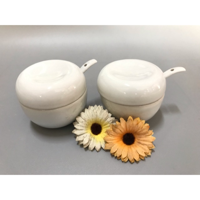 Hũ đựng gia vị sứ Bát Tràng men trắng