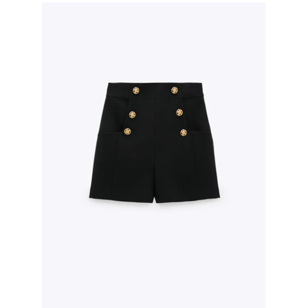 QUẦN SHORT NỮ ĐÍNH KHUY MÀU ĐEN