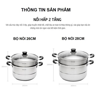 Nồi xửng hấp Lock&Lock sử dụng bếp từ size 26cm , 28cm