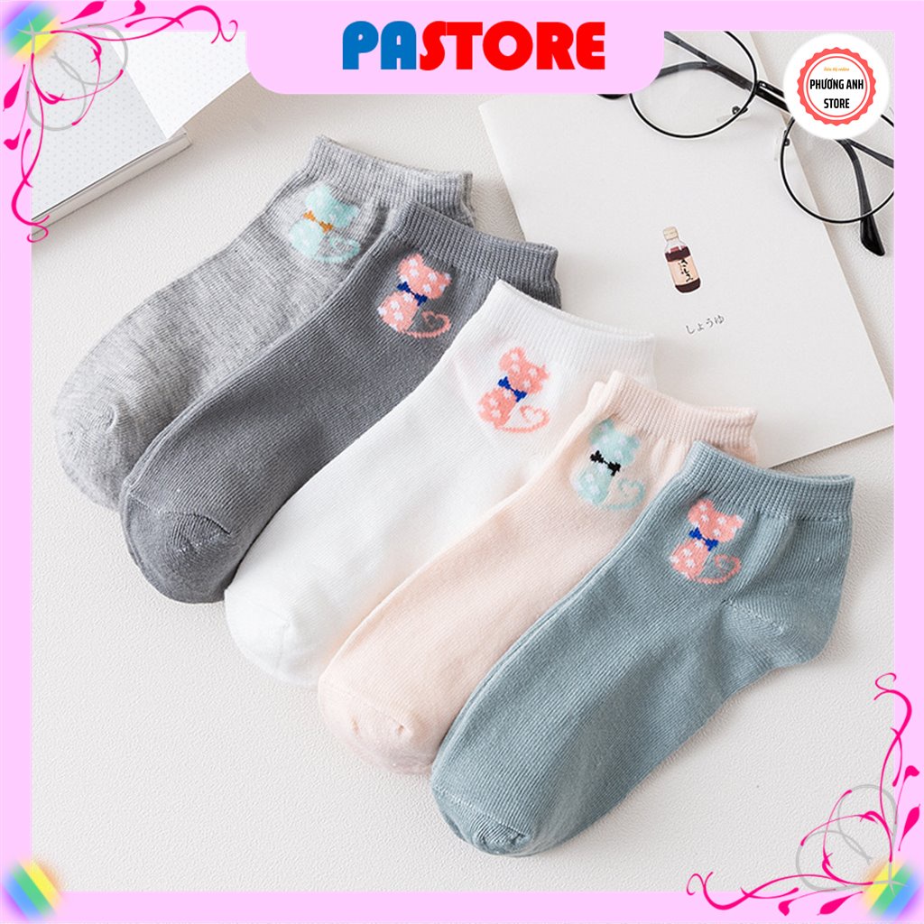 Set 5 đôi tất cổ ngắn người lớn dành cho nữ sợi bông nguyên chất, dành cho nữ không bai, không xù.