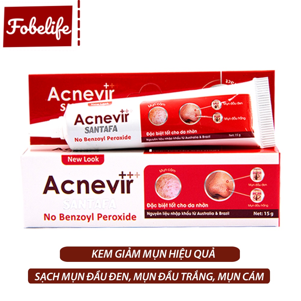 Kem Giảm Mụn Đầu Đen, Đầu Trắng, Mụn Cám Hiệu Quả Acnevir Santafa ( Đỏ ) tuýp 15gr- Đạt chuẩn GMP