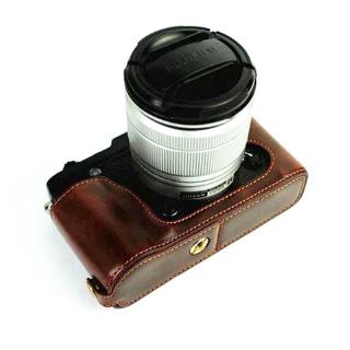 PU Leather Camera Bottom Case for X-E1 X-E2 XE1 XE2 Half Body Cover With Hand Strap