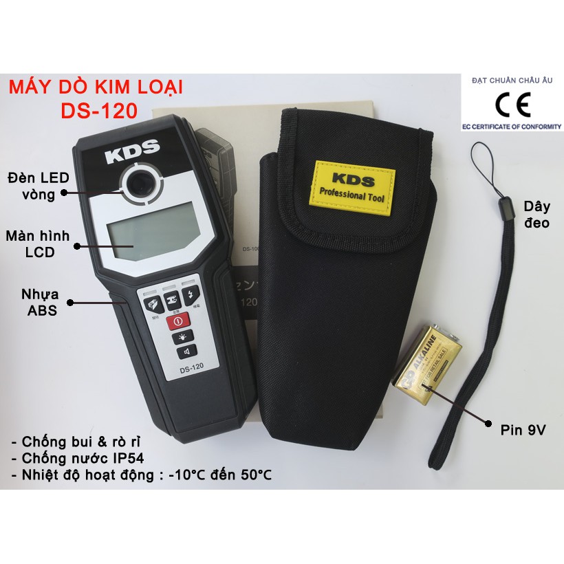 Máy dò tường thạch cao (Điện - Nam Châm - Kim loại - Gỗ) Nhật Bản KDS DS-120